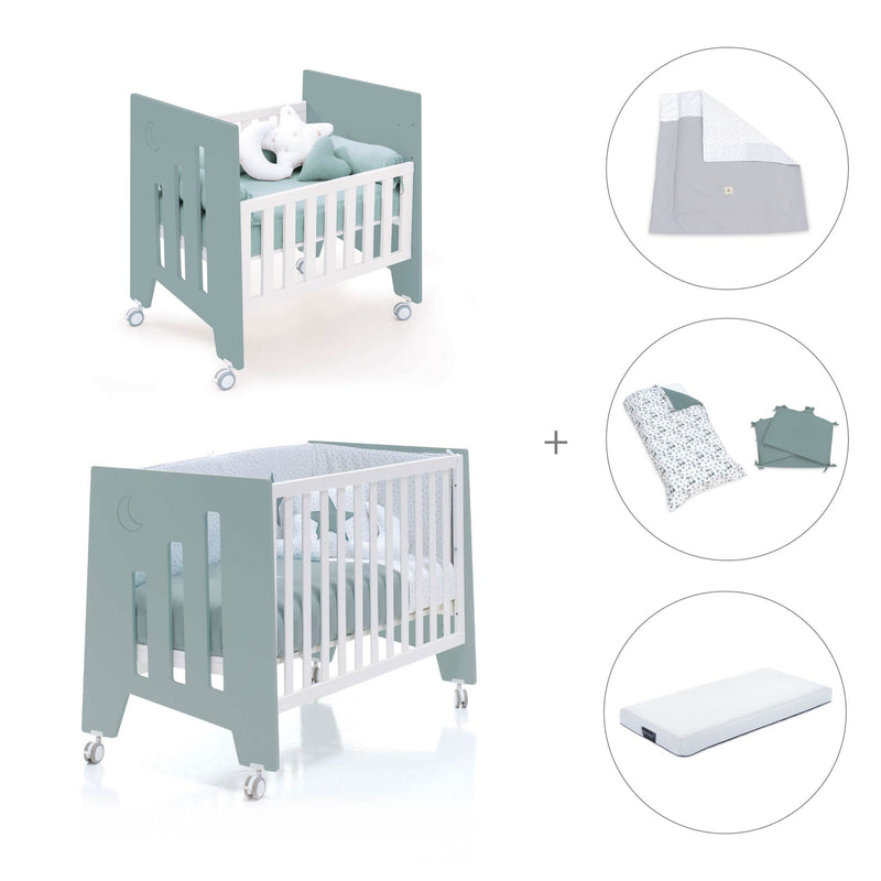 Culla 60x80 cm e lettino 60x120 cm (7in1) verde eucalipto · Omni Tre Eucalyptus
