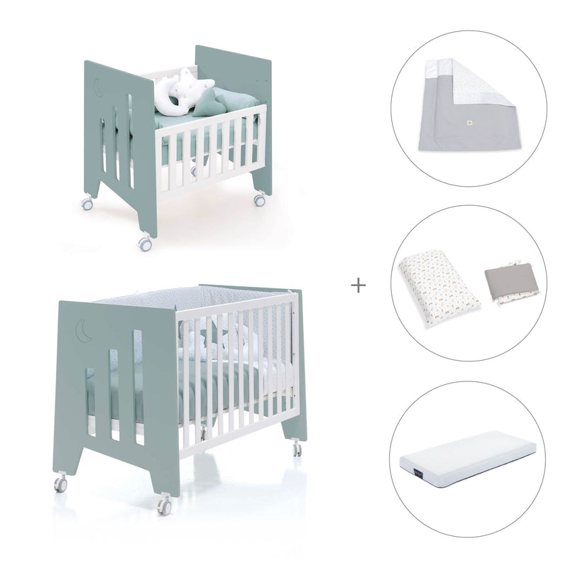 Culla 60x80 cm e lettino 60x120 cm (7in1) verde eucalipto · Omni Tre Eucalyptus