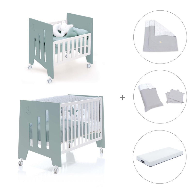 Culla 60x80 cm e lettino 60x120 cm (7in1) verde eucalipto · Omni Tre Eucalyptus