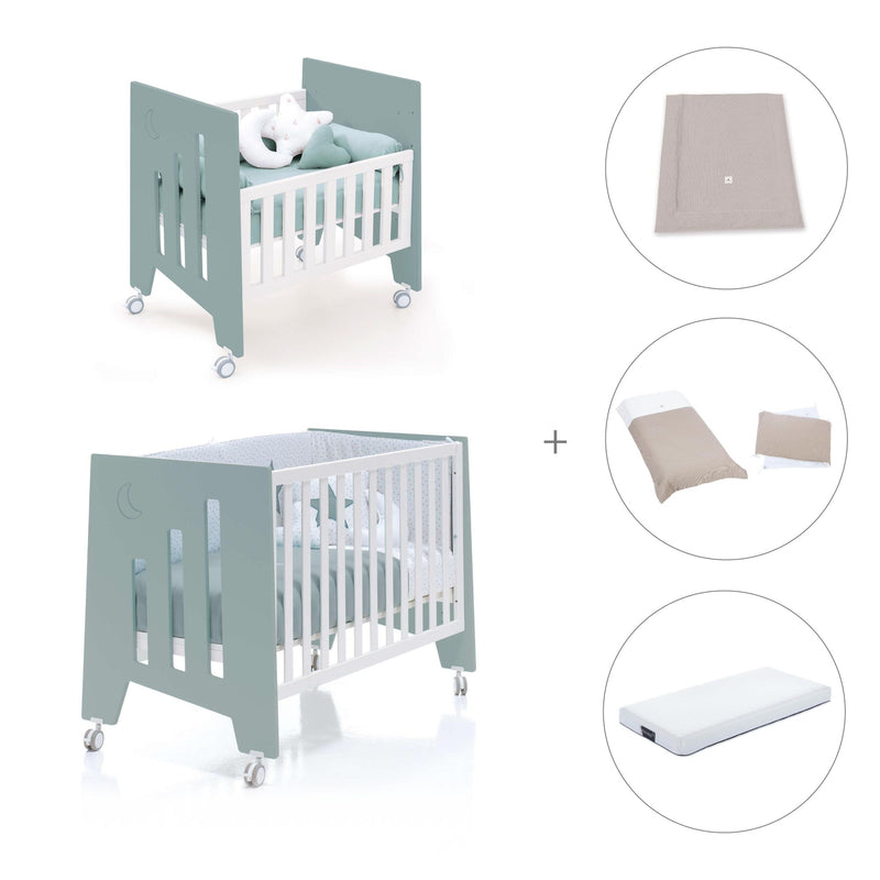 Culla 60x80 cm e lettino 60x120 cm (7in1) verde eucalipto · Omni Tre Eucalyptus