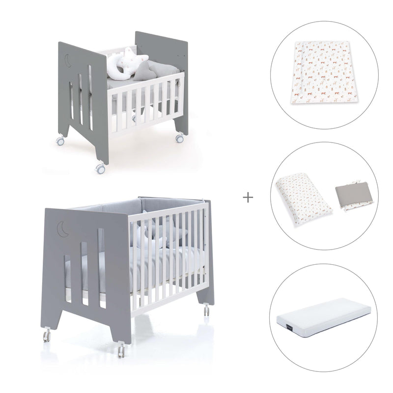 Culla 60x80 cm e lettino 60x120 cm (7in1) antracite · Omni Tre Antracita