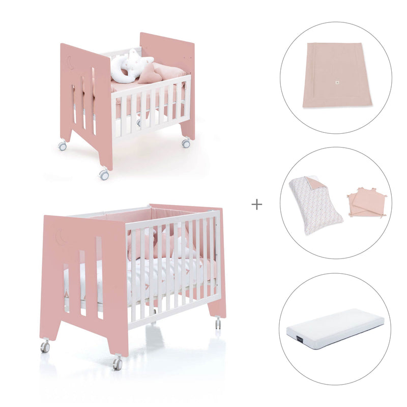 Culla 60x80 cm e lettino 60x120 cm (7in1) rosa · Omni Tre Quarzo