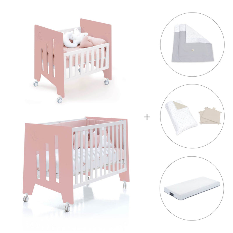 Culla 60x80 cm e lettino 60x120 cm (7in1) rosa · Omni Tre Quarzo