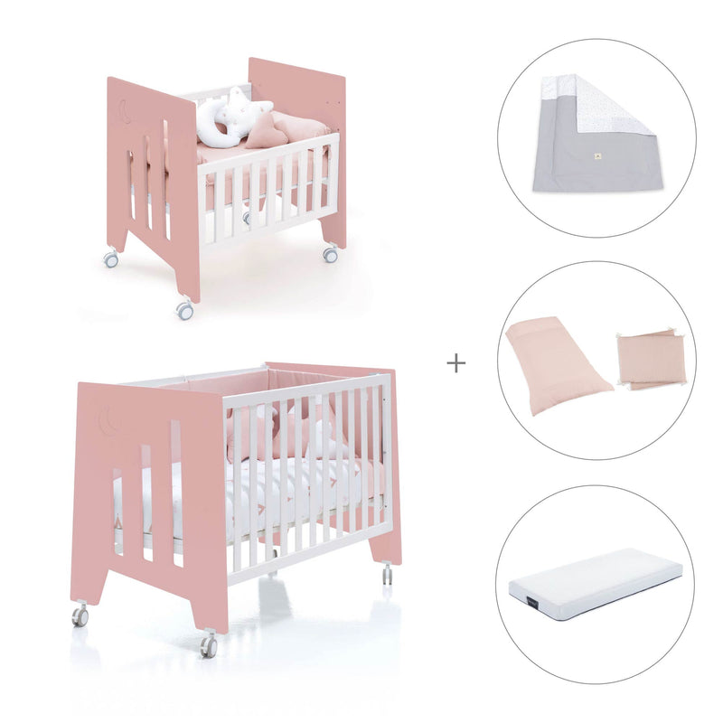 Culla 60x80 cm e lettino 60x120 cm (7in1) rosa · Omni Tre Quarzo