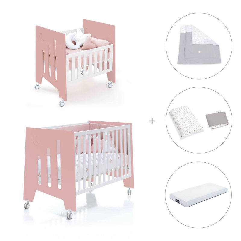 Culla 60x80 cm e lettino 60x120 cm (7in1) rosa · Omni Tre Quarzo