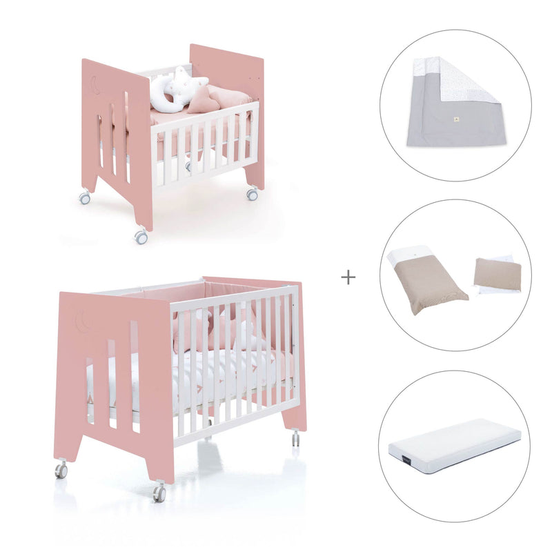 Culla 60x80 cm e lettino 60x120 cm (7in1) rosa · Omni Tre Quarzo