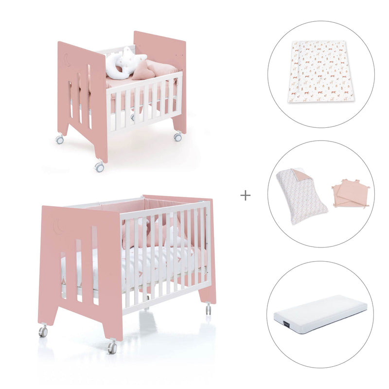 Culla 60x80 cm e lettino 60x120 cm (7in1) rosa · Omni Tre Quarzo