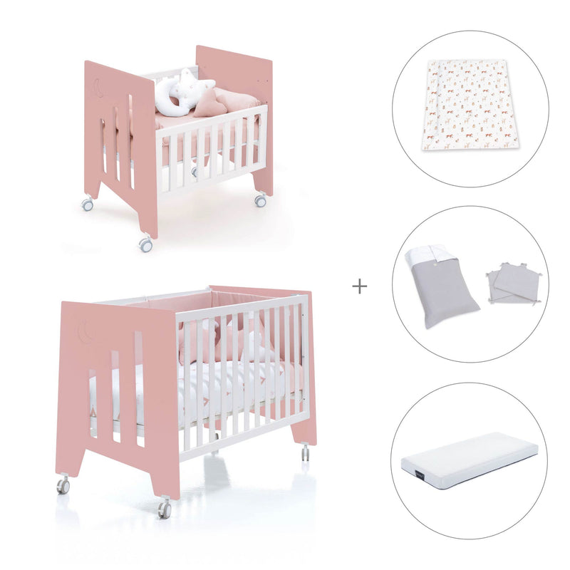 Culla 60x80 cm e lettino 60x120 cm (7in1) rosa · Omni Tre Quarzo
