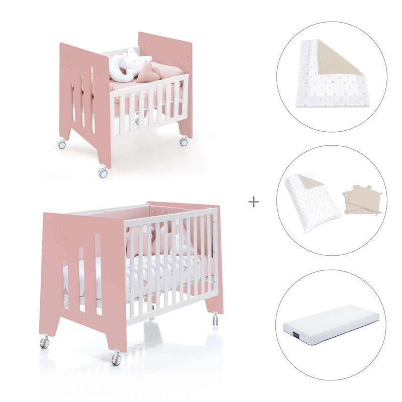 Culla 60x80 cm e lettino 60x120 cm (7in1) rosa · Omni Tre Quarzo