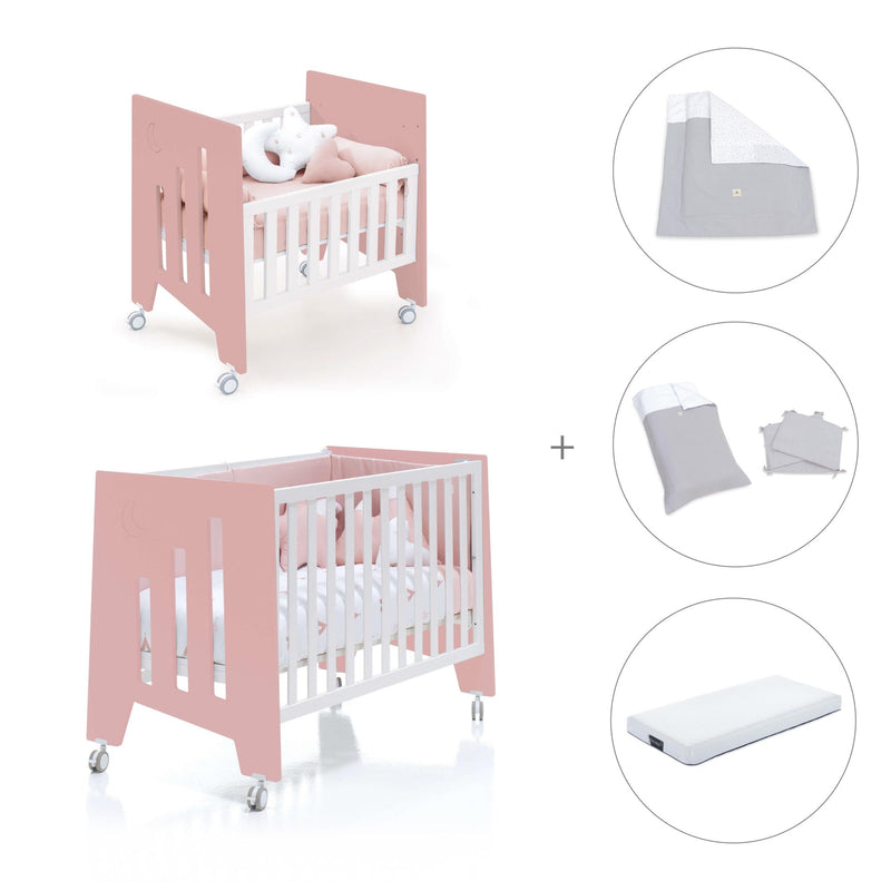 Culla 60x80 cm e lettino 60x120 cm (7in1) rosa · Omni Tre Quarzo