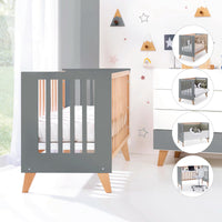 Lettino co-sleeping 60x120 cm (4in1) legno/antracite · Nexor C187R-M5895