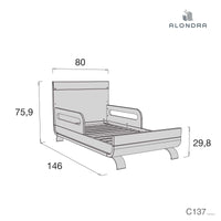 Lettino-letto-scrivania (3in1) 70x140 cm con gambe di acciaio · Kurve C137