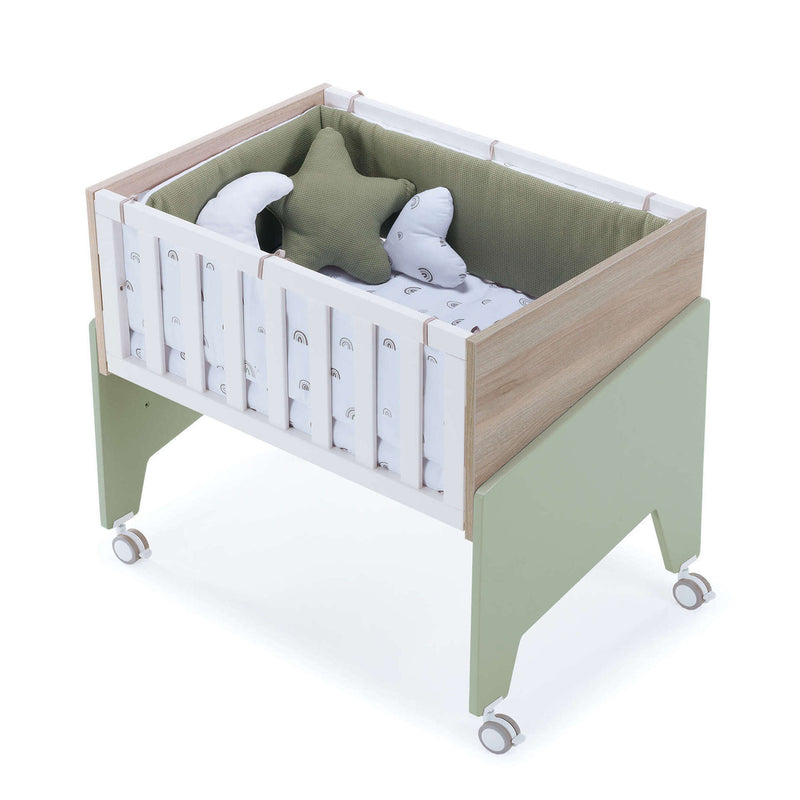 Culla co-sleping 50x80 cm (5in1) legno/verde oliva · Equo Life