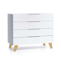 Cassettiera neonati (4 cassetti) bianco con gambe di legno · Lifestyle D247R