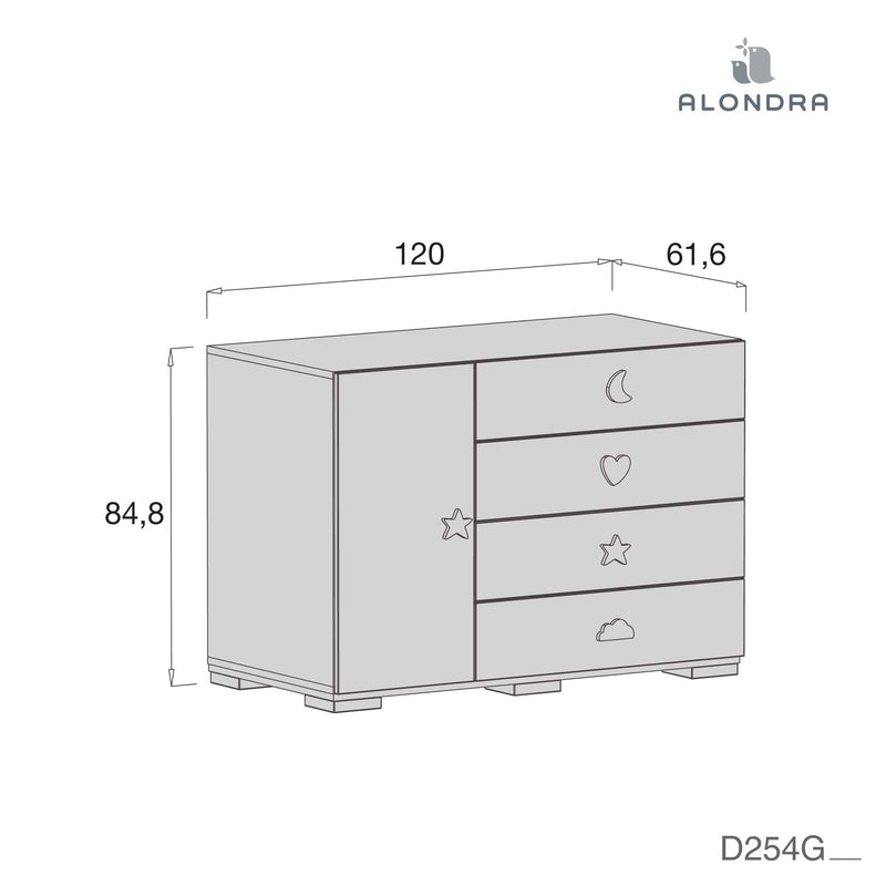 Cassettiera fasciatoio grande 120 cm · Bubble D254G